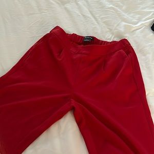 Trouvé red trousers. Size 0, fit appears to be more of a size 2.